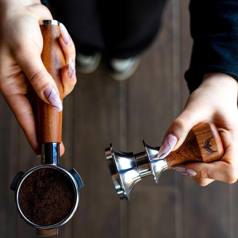 KNODOS 58.5mm Espresso Tamper – Rosewood Handle, Self-Leveling & Double Spring Loaded Calibrated Design Fits 58mm Portafilters for Precise Consistent Shots - Image 2